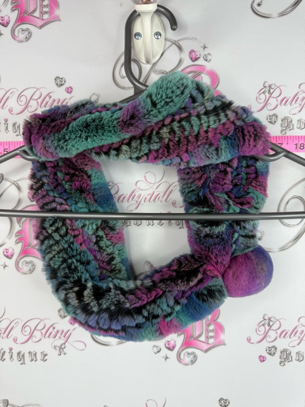 Scarf circle Pom Pom Plush Multicolor Fur Infinity Scarf Women Accessories